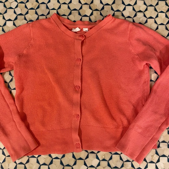 Gap Kids White and Coral Colored Pointelle Knit Cardigans size L(9-10) - Picture 4 of 7
